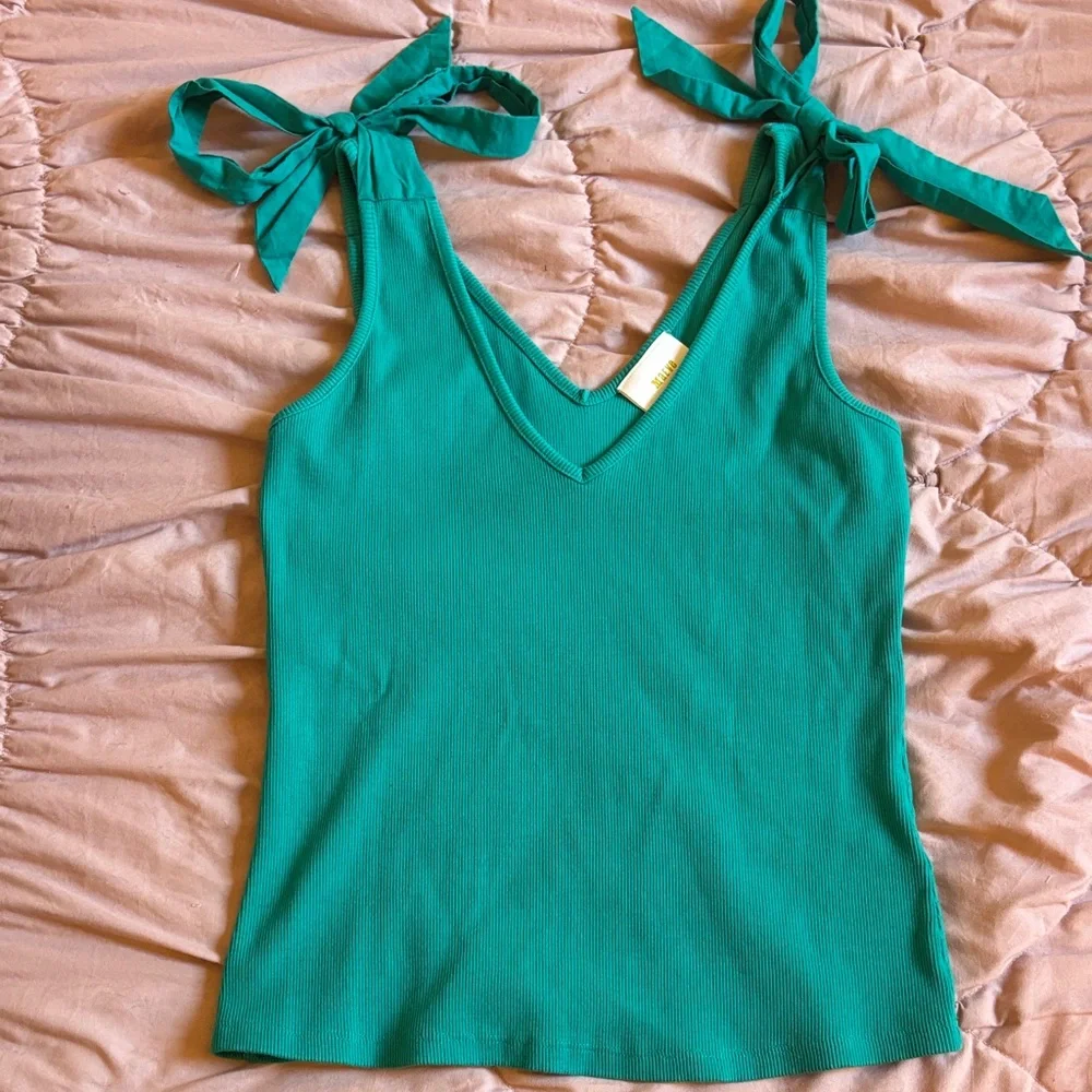 Maeve by Anthropologie Rafaela bow tie tank in teal